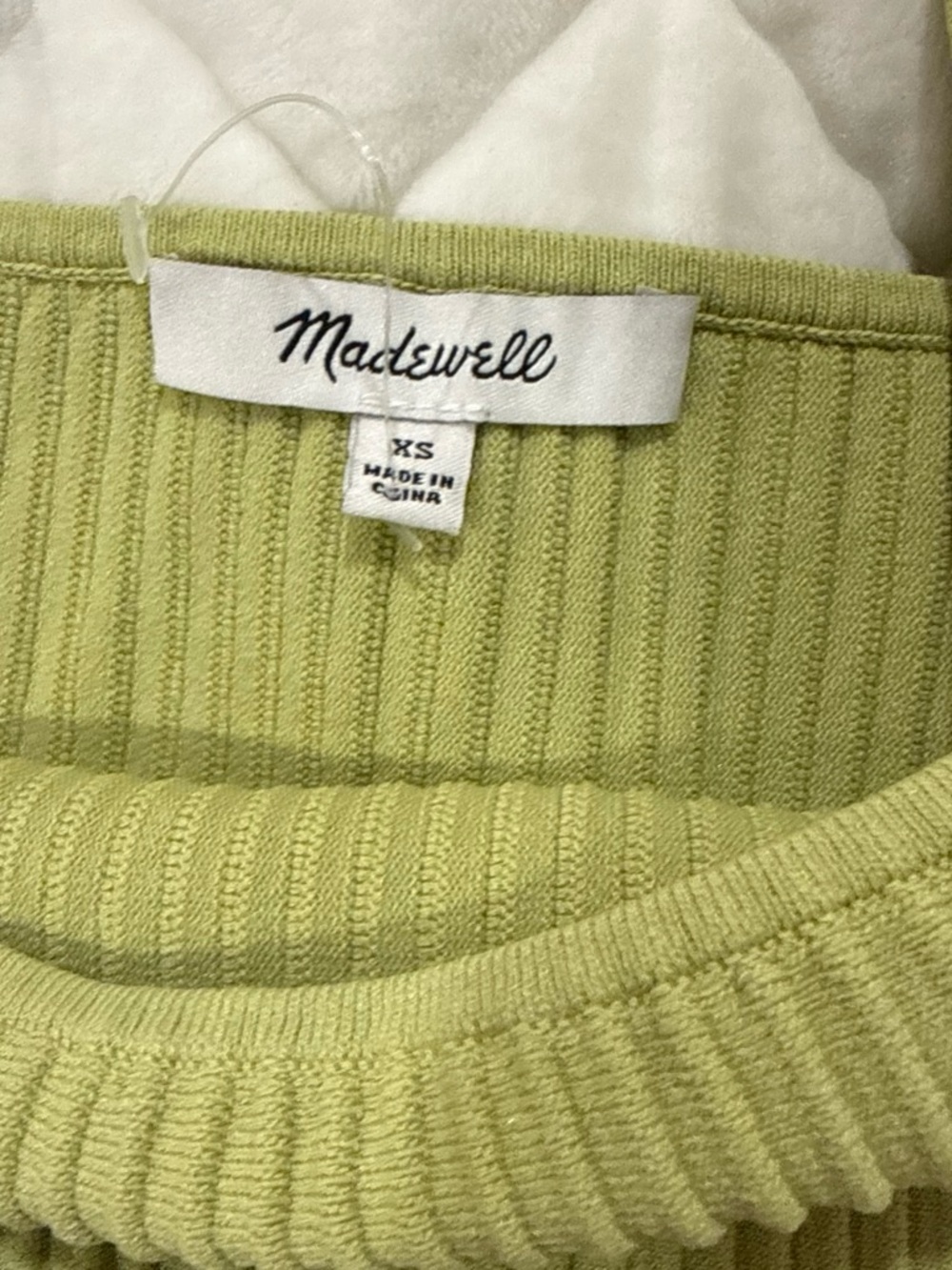 Madewell Ribbed Crewneck top in Pale Lime